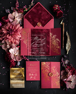 Zaproszenia ślubne Złote Glamour zaproszenia ślubne ręcznie robione w stylu glamour zaproszenia na pleksie 0