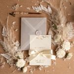 Zaproszenia ślubne Złote Glamour wyjątkowe zaproszenia ślubne, idealne na klasyczne wesele, zaproszenia ślubne z satynową wstążką 2