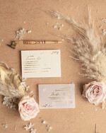 Zaproszenia ślubne Złote Glamour wyjątkowe zaproszenia ślubne, idealne na klasyczne wesele, zaproszenia ślubne z satynową wstążką 4