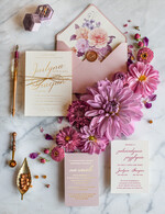 Zaproszenia ślubne Złote Glamour unikatowe zaproszenia ślubne glamour błyszczące złote litery zaproszenia na ślub z daliami 1