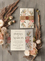 Zaproszenia ślubne Boho  Boho Zaproszenia Ślubne Trawa Pampasowa  Welurowe Zaproszenia na Ślub Delikatne Zaproszenie Ślubne z Lakiem1