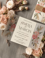 Zaproszenia ślubne Boho  Boho Zaproszenia Ślubne Trawa Pampasowa  Welurowe Zaproszenia na Ślub Delikatne Zaproszenie Ślubne z Lakiem2