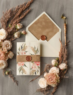 Zaproszenia ślubne Boho  Boho Zaproszenia Ślubne Trawa Pampasowa  Welurowe Zaproszenia na Ślub Delikatne Zaproszenie Ślubne z Lakiem3