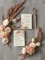 Zaproszenia ślubne Boho  Boho Zaproszenia Ślubne Trawa Pampasowa  Welurowe Zaproszenia na Ślub Delikatne Zaproszenie Ślubne z Lakiem4