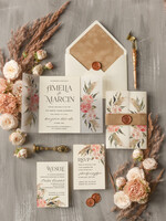 Zaproszenia ślubne Boho  Boho Zaproszenia Ślubne Trawa Pampasowa  Welurowe Zaproszenia na Ślub Delikatne Zaproszenie Ślubne z Lakiem0