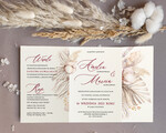 Zaproszenia ślubne Boho  Proste Boho Zaproszenia Ślubne Trawa Pampasowa  Minimalistyczne Zaproszenia na Ślub Delikatne Zaproszenie Ślubne1