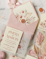 Zaproszenia ślubne Boho  Boho Różowe Zaproszenia Ślubne Trawa Pampasowa  Minimalistyczne Zaproszenia na Ślub Delikatne Zaproszenie Ślubne1