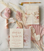 Zaproszenia ślubne Boho  Boho Różowe Zaproszenia Ślubne Trawa Pampasowa  Minimalistyczne Zaproszenia na Ślub Delikatne Zaproszenie Ślubne2