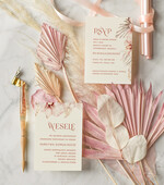 Zaproszenia ślubne Boho  Boho Różowe Zaproszenia Ślubne Trawa Pampasowa  Minimalistyczne Zaproszenia na Ślub Delikatne Zaproszenie Ślubne4