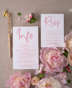 Zaproszenia ślubne Boho  delikatne zaproszenia na ślub w plenerze w różowej kolorystyce z różami 1