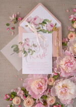 Zaproszenia ślubne Boho  delikatne zaproszenia na ślub w plenerze w różowej kolorystyce z różami 2