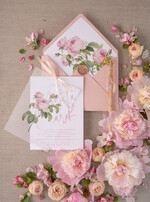 Zaproszenia ślubne Boho  delikatne zaproszenia na ślub w plenerze w różowej kolorystyce z różami 4