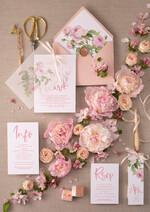 Zaproszenia ślubne Boho  delikatne zaproszenia na ślub w plenerze w różowej kolorystyce z różami 0