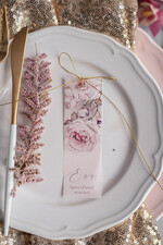 Winietki glamour ślubne wizytówki winietki na stół weselny, eleganckie złote0