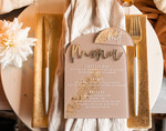 Winietki glamour winietki ślubne i menu komplet, złote wizytówki dla gosci weselnych, menu i winietki z pleksy malowane farbą w odcieniu beżu, winietki na stół weseln5