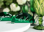 Winietki glamour eleganckie winietki na stół weselny wizytówki ślubne, zielone winietki na stoły weselne, winietki z pleksy zielone5