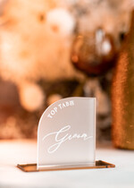 Winietki glamour ślubne winietki na stół weselny, winietki z satynowej pleksy, eleganckie winietki na stoły weselne5