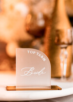 Winietki glamour ślubne winietki na stół weselny, winietki z satynowej pleksy, eleganckie winietki na stoły weselne3