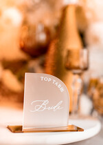 Winietki glamour ślubne winietki na stół weselny, winietki z satynowej pleksy, eleganckie winietki na stoły weselne2