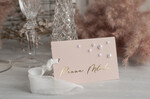 Winietki glamour winietki z perełkami ślubne wizytówki z perełkami winietki na stół weselny, różowo złote winietki z perełkami, eleganckie winietki ślubne z perełkami1
