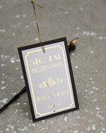 Zawieszki na butelki glamour ślubne zawieszki na alkohol, złote z waszą treścią0