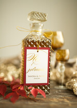 Zawieszki na butelki glamour etykieta na wódkę weselną, złote z dowolnym tekstem3