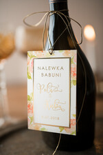 Zawieszki na butelki glamour zawieszki ślubne na butelki, złote z dowolnym tekstem1