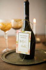 Zawieszki na butelki glamour zawieszki ślubne na butelki, złote z dowolnym tekstem0