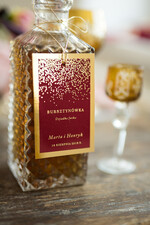 Zawieszki na butelki glamour zawieszka etykieta na alkohole weselne, złote ze śmieszną treścią1