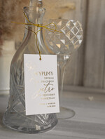 Zawieszki na butelki glamour zawieszki na alkohol weselny, złote z dowolnym tekstem, zawieszka na butelkę ze złotymi literami, ozdoba stołu weselnego4