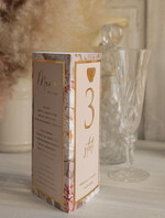 Menu glamour menu i numerek na stół weselny, karta dań weselnych, różowo złote menu weselne, menu i numerek na stół w jednym, eleganckie menu na stół weselny6