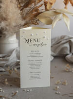 Menu glamour menu weselne i numer w jednym, numery i menu na stół weselny, menu zdobione koralikami, ozdoba na stół weselny, elegancki numerek na stół weselny0
