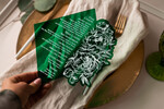 Menu glamour karta dań na weselu, akrylowe menu weselne, karta dań z zielonej pleksy, menu weselne w stylu glamour, karta drinków, zielone menu weselne5