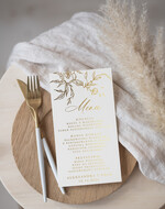 Menu glamour menu weselne na stoły karta dań weselnych, zlocone napisy dowolna treść, menu na stół weselny0