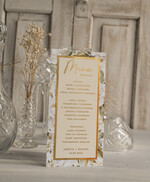 Menu glamour karta drinków, karta dań treść dowolna menu weselne plan podawania posiłków, złote lub srebrne napisy, złote menu weselne, leżące menu weselne6