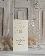 Menu glamour menu weselne karta dań weselnych, eleganckie menu zlocone litery i perełki, stojąca karta dań z numerkiem stołu w jednym, menu, karta drinków, karta deserów 5