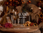 Menu glamour menu weselne plan podawania posiłków na weselu, opis stołów weselnych, akrylowe menu weselne, stojąca weselna karta dań 1