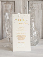 Menu glamour ślubne menu z planem podawania dań wesenych, wesele glamour złote litery, złote menu z perełkami, ozdoba stołu weselnego6