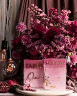 Menu glamour eleganckie menu weselne w różowych kolorach, karta dań z pleksy, weselne menu do postawienia na stole, złote menu na stół weselny, złote menu13