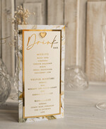Menu glamour karta drików, menu i numerek na stół weselny, karta dań weselnych, złote menu weselne, menu i numerek na stół w jednym, eleganckie menu na stół weselny3
