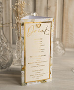 Menu glamour karta drików, menu i numerek na stół weselny, karta dań weselnych, złote menu weselne, menu i numerek na stół w jednym, eleganckie menu na stół weselny6