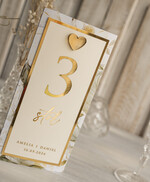 Menu glamour karta drików, menu i numerek na stół weselny, karta dań weselnych, złote menu weselne, menu i numerek na stół w jednym, eleganckie menu na stół weselny9