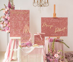 Menu glamour welurowa karta dań na weselu, menu weselne w stylu glamour, różowe menu weselne, karta podawania dań podczas wesela, welurowe różowe menu weselne5