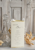 Menu glamour stojące menu na stół weselny, menu i numerek na stół w jednym karta dań i karta drinków, złote menu weselne z perełkami dowolna treść 2