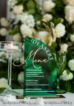 Menu glamour eleganckie menu weselne, welurowe menu weselne, karty dań na stoły weselne, dekoracja stołów weselnych, dekoracja na stołach weselnych, karta deserów i ciast2