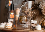 Menu glamour karta deserów na weselu, akrylowe menu weselne, stojąca karta dań, menu weselne w stylu glamour, karta drinków, złote menu weselne8