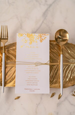Menu glamour menu ślubne z planem posiłków, zlocone napisy dowolna treść0