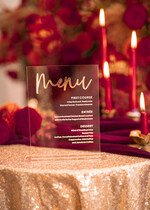 Menu glamour nowoczesna forma karty dań na weselu, akrylowe menu weselne, stojąca karta dań, menu weselne w stylu glamour3
