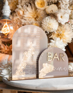 Menu glamour eleganckie menu weselne w beżowych kolorach, karta drinków z pleksy, weselne menu stołu szwedzkiego do postawienia na stole, złote menu na stół weselny, złota karta dań25