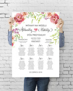 Plany stołów plan stołu plakat  plansza powitanie gości i plan stołów w jednym0